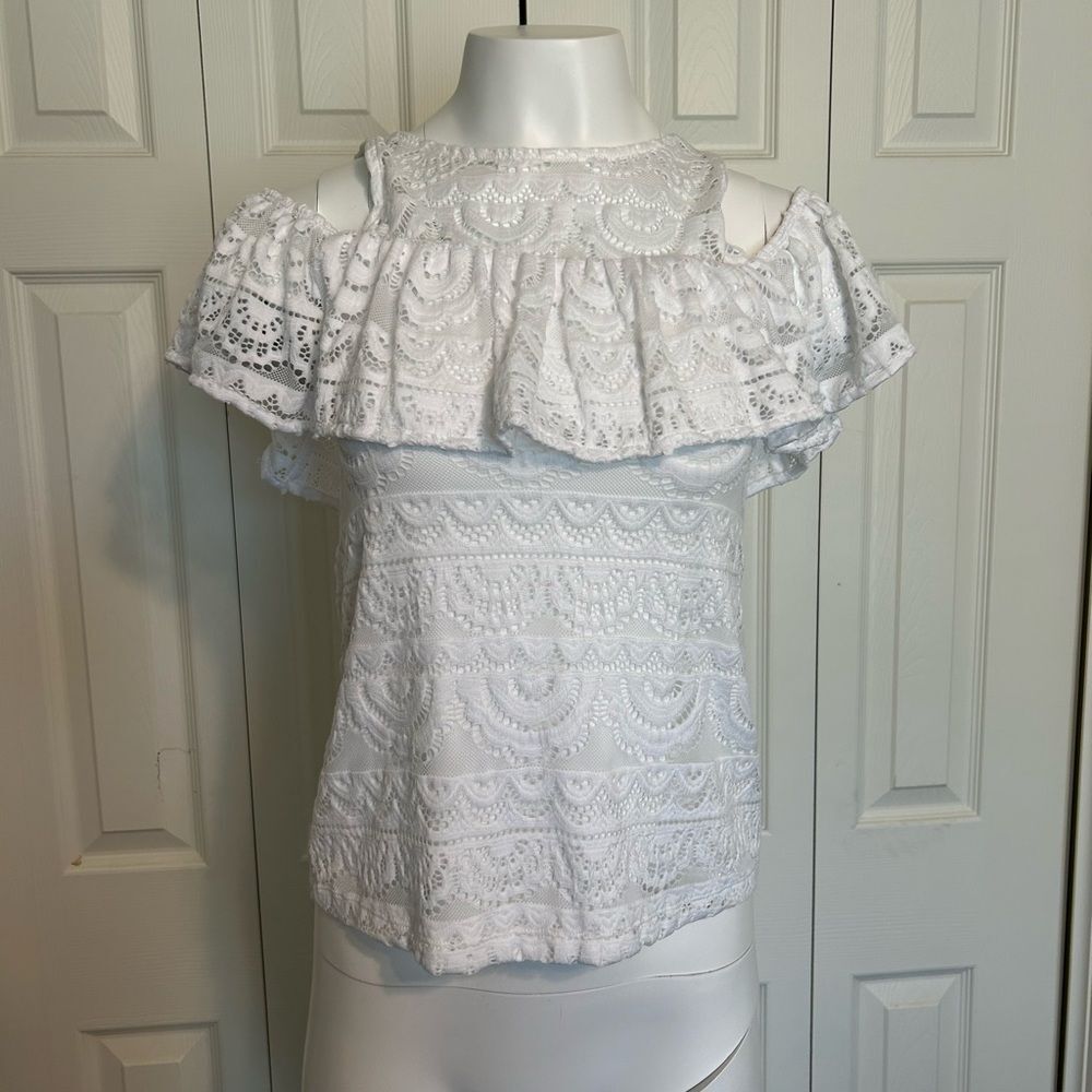 Lilly Pulitzer Resort White Scallop Stripe Lace Top Size XXS - Picture 3 of 10